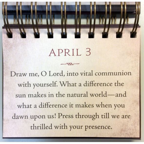 Oswald Chambers Perpetual Calendar Sample page April 3